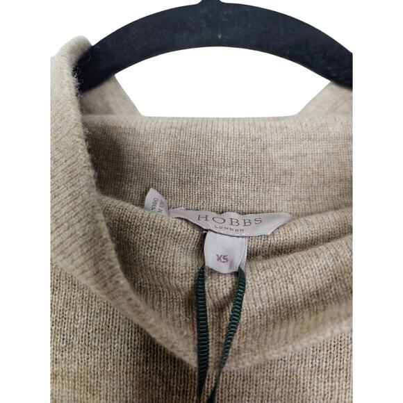 NEW Hobbs London XS Audrey Jumper Sweater Oatmeal Wool Cashmere Funnel Neck - Picture 2 of 6